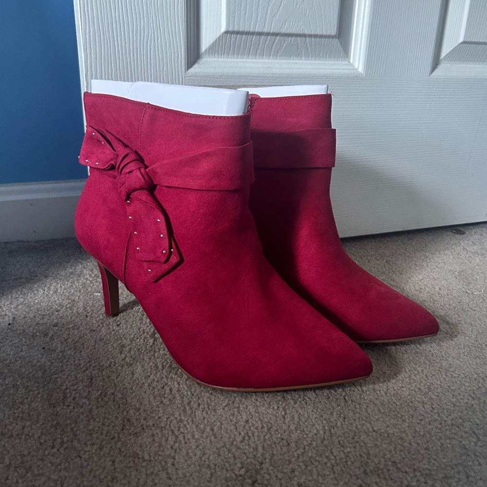 Torrid Red Ankle Boots with Bow Detail
